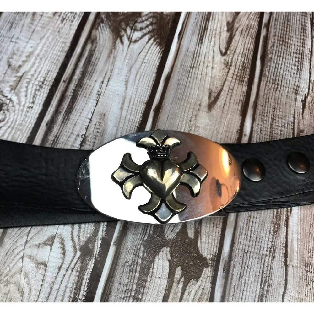 King Baby Studio black leather belt/ silver buckle